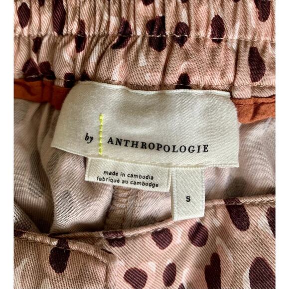 Anthropologie Isobel Crop Pants in Pink Small Printed Pleated Wide Leg Summer - Picture 5 of 5